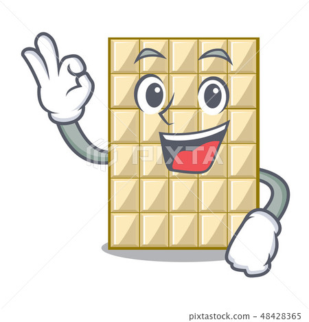 Okay white chocolate on a cartoon plate Okay white chocolate on a cartoon plate 48428365