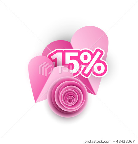 Heart, rose sale 15 percents clipart vector papercut banner Heart, rose sale 15 percents clipart vector papercut banner 48428367