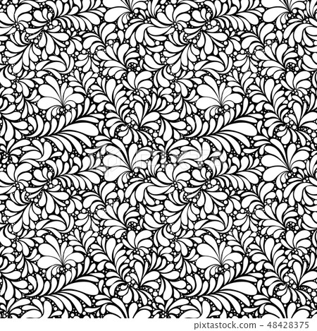 Damask Teardrop Black Ornament, seamless pattern Damask Teardrop Black Ornament, seamless pattern 48428375