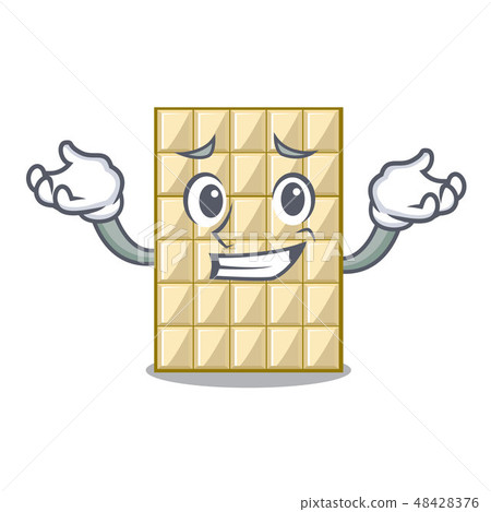 Grinning white chocolate on a cartoon plate Grinning white chocolate on a cartoon plate 48428376