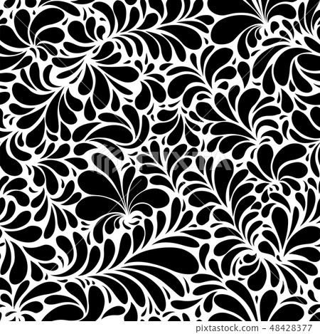 Damask Teardrop Black Ornament, seamless pattern Damask Teardrop Black Ornament, seamless pattern 48428377