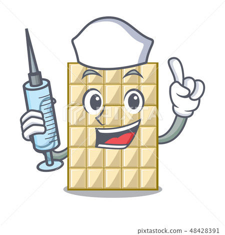 Nurse white chocolate on a cartoon plate Nurse white chocolate on a cartoon plate 48428391