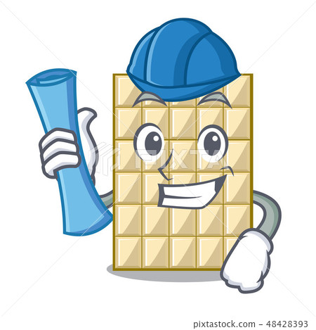 Architect white chocolate on a cartoon plate Architect white chocolate on a cartoon plate 48428393