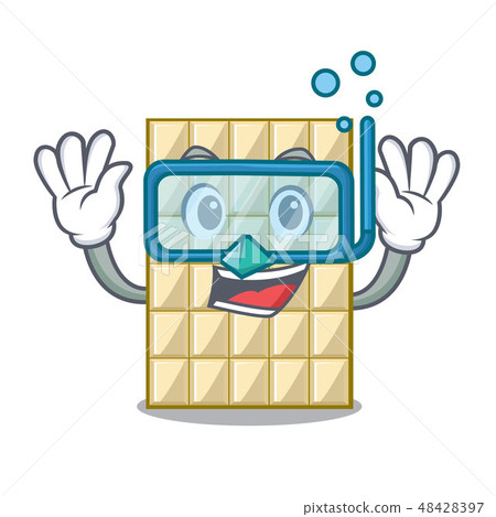 Diving white chocolate on a cartoon plate Diving white chocolate on a cartoon plate 48428397