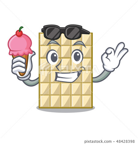 With ice cream white chocolate on a cartoon plate With ice cream white chocolate on a cartoon plate 48428398