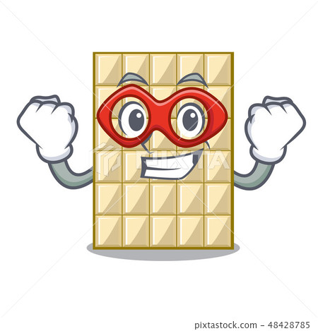 Super hero white chocolate on a cartoon plate Super hero white chocolate on a cartoon plate 48428785