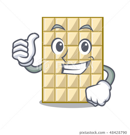 Thumbs up white chocolate on a cartoon plate Thumbs up white chocolate on a cartoon plate 48428790