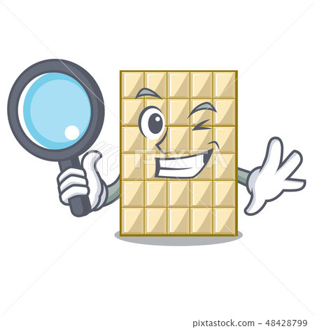 Detective white chocolate on a cartoon plate Detective white chocolate on a cartoon plate 48428799