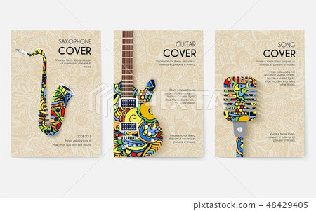 Set of musical ornament illustration concept. Art music, book, poster, abstract, ottoman motifs Set of musical ornament illustration concept. Art music, book, poster, abstract, ottoman motifs 48429405