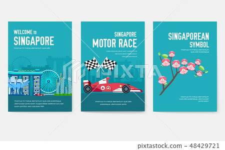 Country Singapore travel vacation guide of goods, places and features. Set of architecture, items 48429721
