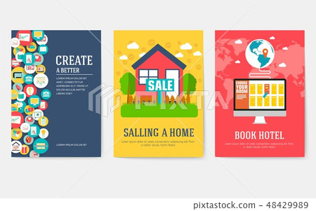 Business elements cards set. Marketing template of flyear, magazines, book cover, banners, booklet Business elements cards set. Marketing template of flyear, magazines, book cover, banners, booklet 48429989