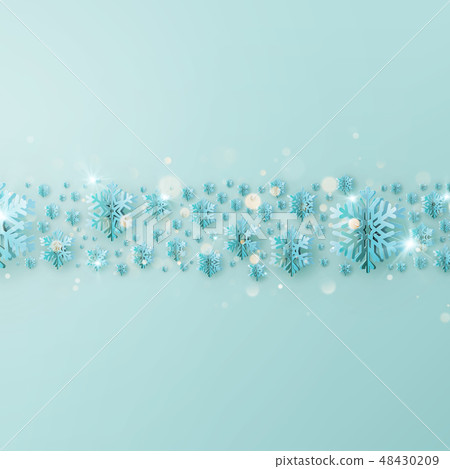Party poster Merry Christmas invitation template. Border made of cutout gold foil snowflakes. EPS 10 Party poster Merry Christmas invitation template. Border made of cutout gold foil snowflakes. EPS 10 48430209