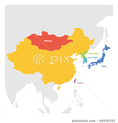 Map Of Eastern Asia East Asia Region. Colorful Map Of Countries In... - Stock Illustration  [48430393] - Pixta