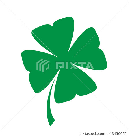 Shamrock - green four leaf clover icon. Good luck theme design element. Simple geometrical shape 48430651