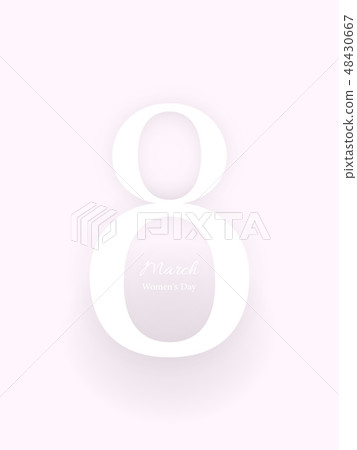 8 March Women's Day card in pink and white colors 8 March Women's Day card in pink and white colors 48430667