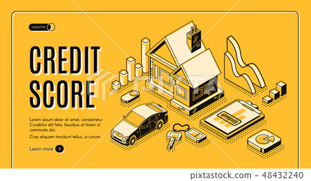 Credit score service isometric vector website 48432240