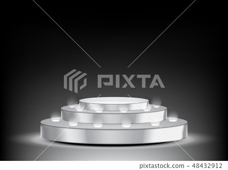 3D Realistic Metallic Stage Podium with Spotlight - Stock Illustration ...