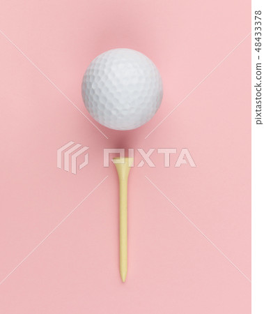 Golf ball and wooden tee 48433378