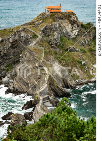 Zigzag steps to top of San Juan de Gaztelugatxe chapel 48434401