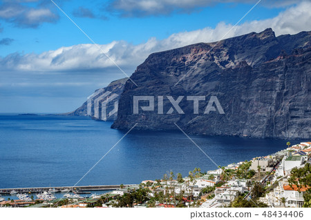 Los Gigantes cliffs and building roofs in Tenerife 48434406