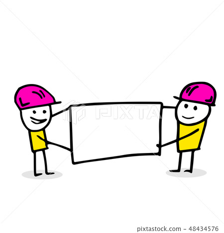 Free hand vector drawing of construction workers. 48434576