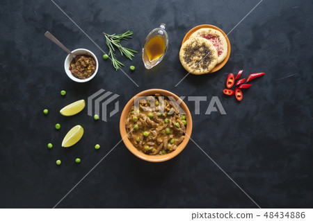 Keema Beef Curry - Meat with green peas and curry 48434886
