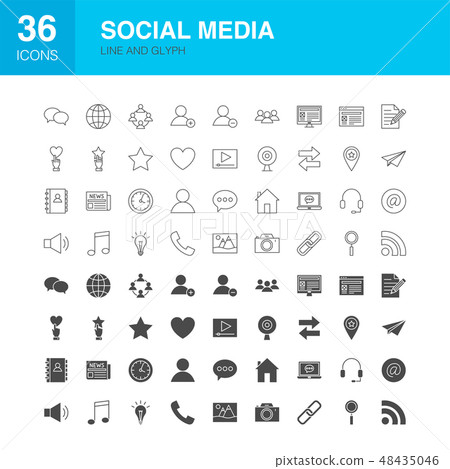 Social Media Line Web Glyph Icons Social Media Line Web Glyph Icons 48435046