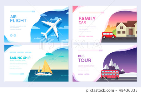 Variations transport of travel vacation tour guide infographic. Cruise, bus, flying on plane, car 48436335