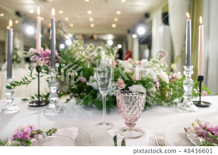 Floral decoration for wedding ceremony romance dining. Wedding banquet , festive decor. Bouquet from 48436601