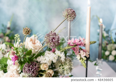 Floral decoration for wedding ceremony romance dining. Wedding banquet , festive decor. Bouquet from 48436605