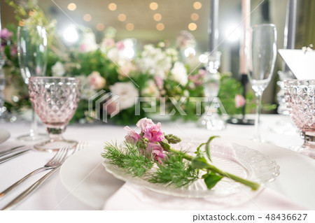 Floral decoration for wedding ceremony romance dining. Wedding banquet , festive decor. Bouquet from 48436627