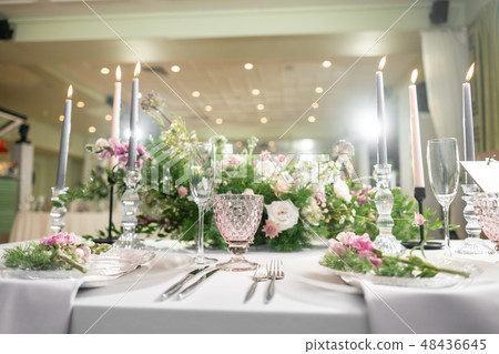 Floral decoration for wedding ceremony romance dining. Wedding banquet , festive decor. Bouquet from 48436645