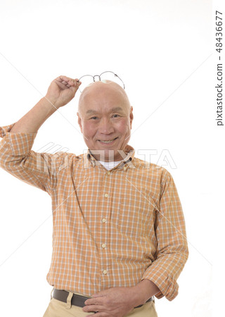 Senior with smiling glasses wearing glasses Senior with smiling glasses wearing glasses 48436677