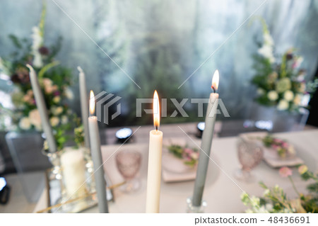 Floral decoration for wedding ceremony romance dining. Wedding banquet , festive decor. Bouquet from Floral decoration for wedding ceremony romance dining. Wedding banquet , festive decor. Bouquet from 48436691