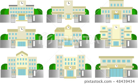 School building school building gate gate... - Stock Illustration ...