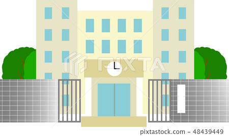 School building school building gate gate... - Stock Illustration ...