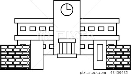 School Building School Building Gate Gate Stock Illustration