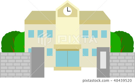 School building school building gate gate... - Stock Illustration ...