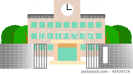 School building school building gate gate... - Stock Illustration ...