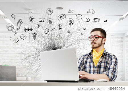 Hipster guy use laptop 48440934