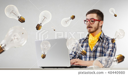 Hipster guy use laptop 48440980
