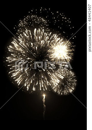 Golden fireworks isolated on the black background Golden fireworks isolated on the black background 48441407