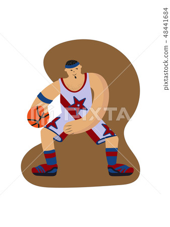 Cartoon basketball player before jumping vector illustration Cartoon basketball player before jumping vector illustration 48441684