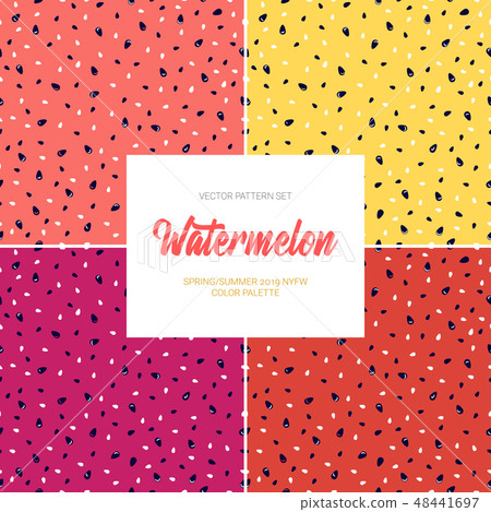 Vector watermelon set with 4 backgrounds pink, yellow, purple and red Vector watermelon set with 4 backgrounds pink, yellow, purple and red 48441697