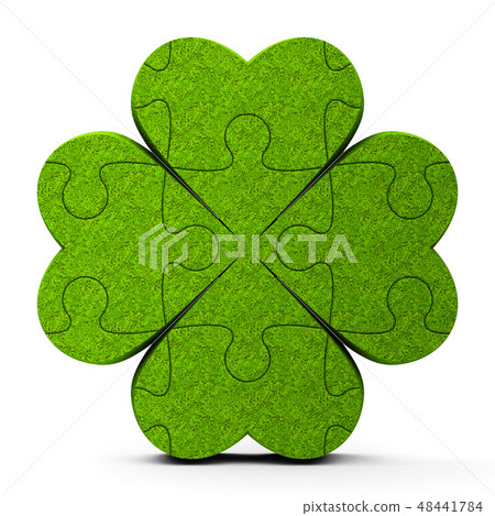 Green puzzle trefoil sign Green puzzle trefoil sign 48441784