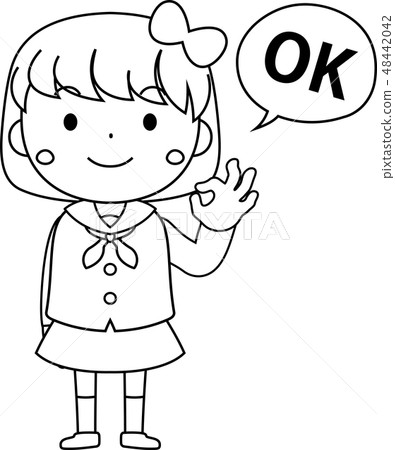 女學生女學生Bobcut姿勢面部表情可愛的插圖 48442042