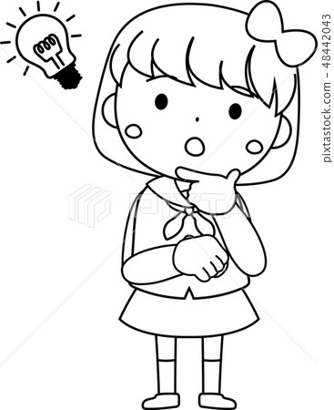 女學生女學生Bobcut姿勢面部表情可愛的插圖 48442043