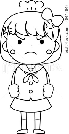女學生女學生Bobcut姿勢面部表情可愛的插圖 48442045