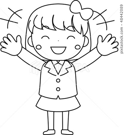 Girls student girls student Bobcut pose Facial expression cute illustrations 48442089