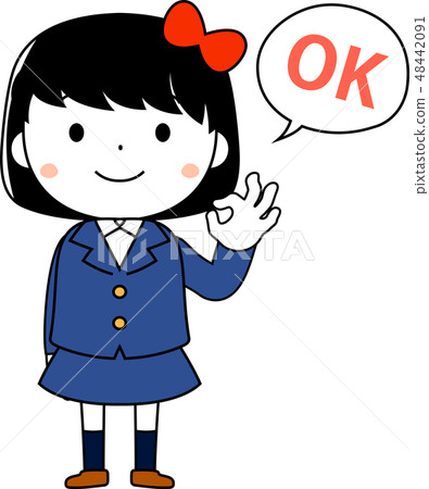 女學生女學生Bobcut姿勢面部表情可愛的插圖 48442091